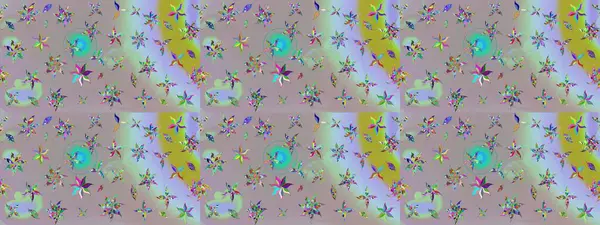 El çizimi çiçekli soyut çizim kalıbı. Raster illüstrasyonu. Tarafsız renklerde çiçekler.