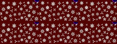 Kabile sanatı boho baskısı, klasik çiçek arkaplanı. Soyut etnik raster çizim kalıbı. Arkaplan dokusu, duvar kağıdı, kırmızı renkli çiçek teması.