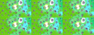 Eskiz arkaplan modeli. Çiçekler yeşile. Suluboya, elle çizilmiş. Raster stoku.