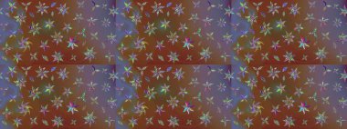 Moda baskıları için zarif bir şablon. Halk tarzı. Parlak renkli çiçekleri ve kahverengi renkli yaprakları olan harika bir çiçek deseni. Modern çiçek arkaplanı.