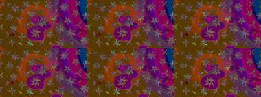 Renkli Bahar Teması eskiz kalıbı. Düz Çiçek Elementleri Tasarımı. Parlak arkaplan eskiz desenli çiçekli fantezi tasarımı.