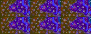 Düz Çiçek Elementleri Tasarımı. Raster illüstrasyonundaki çiçek desenli çizim. Renkli Yaz Temalı eskiz kalıbı. Kahverengi renkte çiçekler.