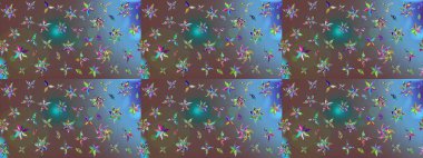 Raster illüstrasyonundaki çiçek desenli çizim. Renkli Bahar Teması eskiz kalıbı. Süslü kumaş deseni. Düz Çiçek Elementleri Tasarımı.