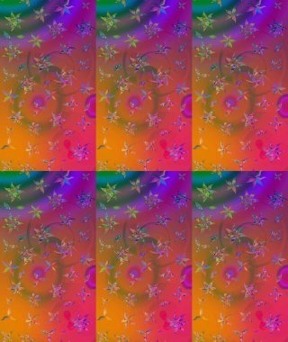 Raster çiçek desenli çiçek deseni, yapraklar, dekoratif elementler, sıçrama, lekeler, el çizimi kontur çizgileri ve Doodle çizim stili, grafik raster çizim çizimi.