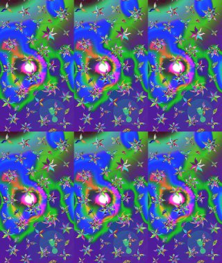 Tropik çiçek desenleri. Raster illüstrasyonu. Mavi renkte çiçekler.