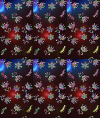 Çiçek deseni. Raster illüstrasyonu. Chichi 'nin kumaş kalıbını çiz. Düz Çiçek Elementleri Tasarımı. Renkli Bahar Teması çizim şablonu.