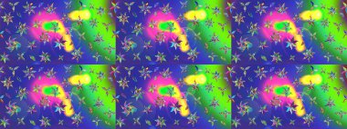 Mavi renkli çiçekler. Raster düz çiçek çizim deseni. Tasarım hediye paketi, tebrik kartları, posterler ve afiş tasarımı.