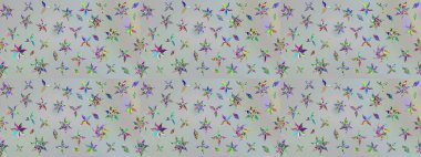 Çiçek süslemeli çizim deseni. Raster illüstrasyonu. Gri renkli çiçekler.