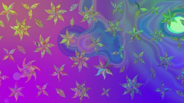 Çiçek ve yapraklı çiçek deseni. Küçük çiçekli şirin bir desen. Raster illüstrasyonu.