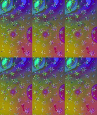 Küçük çiçekteki sevimli çiçek deseni. Raster deseni. Raster illüstrasyonu. Yeşil renklerde. Soyut çiçek çizim kalıbı arkaplanı.