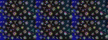 Düz Çiçek Elementleri Tasarımı. Raster illüstrasyonundaki çiçek desenli çizim. Renkli Bahar Teması eskiz kalıbı. Güzel kumaş deseni.