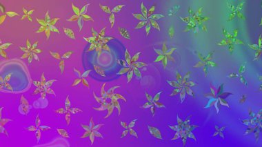 Raster illüstrasyonu. Robot resim. Mor renkli çiçekler. Şirin çiçek elementleri..