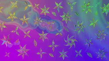 Raster illüstrasyonundaki çiçek desenli çizim. Düz Çiçek Elementleri Tasarımı. Renkli Bahar Teması eskiz kalıbı. Süslü kumaş deseni.