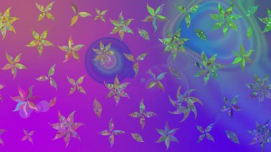 Çiçek desenli eskiz, darbeler, sıçramalar, yaz çiçekleri. Raster illüstrasyonu. Mor renkte çiçekler.