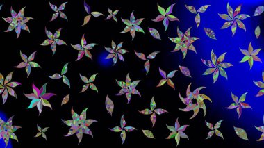 Düz Çiçek Elementleri Tasarımı. Sevimli çiçek raster deseni. Modaya uygun kumaş deseni. Renkli Yaz Teması çizim şablonu.