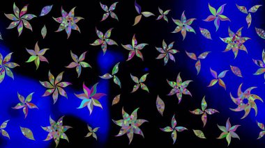 Kabile sanatı boho baskısı, klasik çiçek arkaplanı. Arkaplan dokusu, duvar kağıdı, çiçek temalı siyah renkler. Soyut etnik raster çizim kalıbı.