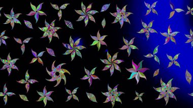 Çiçek izi. Suluboya tarzında siyah renkte çiçekler. Suluboya çizim deseni.