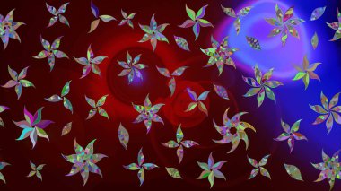 Miles Fleur, süslü püslü bir süs. Raster illüstrasyonu. Eski usul. Eskiz geçmişi. Tomurcukları papatya çiçekleri olan sevimli bir çiçek deseni. Kumaş, tekstil ve duvar kağıdı baskısı için..