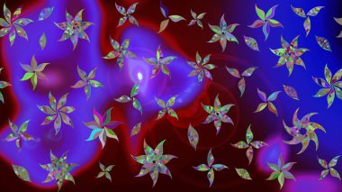 Raster Çiçek İllüstrasyonu güzel tekstil. Mor renkli etnik çiçeklerle zarif bir eskiz deseni..