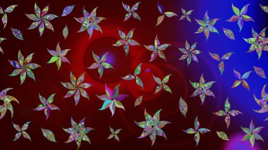 Çiçekli karalama şeklinde Raster çiçek deseni. Kahverengi renkli çiçekler. Nazik, sevimli çiçek arkaplanı..