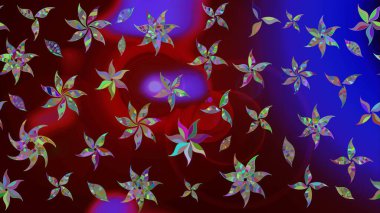 Parmak izi, kumaş, duvar kâğıdı, tekstil için raster dokusu. Nakış desenli çiçek deseni. Renkli grunge soyut arkaplanı colokahverengi çiçeklerle zenginleştirir.