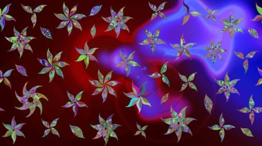 Raster illüstrasyonundaki çiçek desenli çizim. Kahverengi renkte çiçekler.