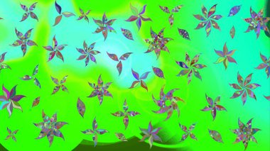 Yeşil renkli çiçekler. Düz Çiçek Elementleri Tasarımı. Sketch Colour Spring Theme eskiz kalıbı. Sevimli çiçek raster deseni.