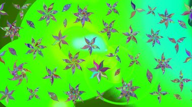 Eski usul. Raster illüstrasyonu. Kumaş, tekstil, duvar kağıdı baskısı için. Eskiz geçmişi. Renkli desenli eskiz deseni, yeşil çiçekler ve dekoratif elementlerle.