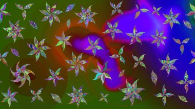 Küçük çiçekteki sevimli çiçek deseni. Yeşil renkte çiçekler.