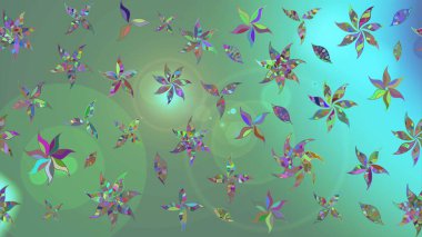 Yumuşak, yeşil renkli yaz çiçekleri. Çiçekli karalama şeklinde Raster çiçek deseni. Raster illüstrasyonu.