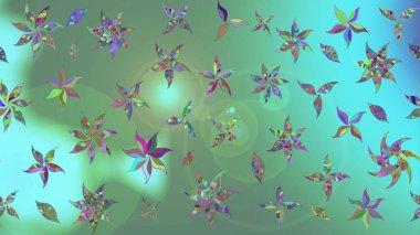 Renkli Bahar Teması eskiz kalıbı. Düz Çiçek Elementleri Tasarımı. Yeşil renkli çiçekler. Raster illüstrasyonunda çiçek deseni çizimi.