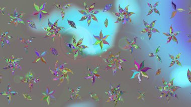 Sevimli çiçek raster deseni. Renkli Yaz Temalı eskiz kalıbı. Modaya uygun kumaş deseni. Düz Çiçek Elementleri Tasarımı.