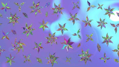 Çizim çiçek deseni duvar kağıdı, web sitesi arka planı, ambalaj kağıdı, davetiye, broşür, afiş veya web sitesi için kullanılabilir. Parlak elementlerin. El çizimi Raster illüstrasyonu.