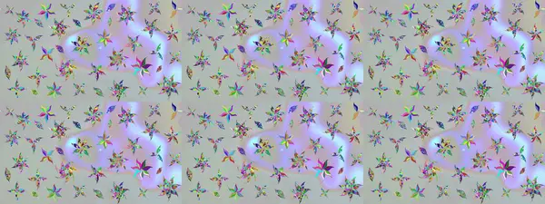 Raster illüstrasyonu. Gri renkli Asya tekstili. Suluboya çiçekli çiçek deseni.