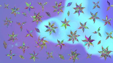 Mor renkli bitkilerden oluşan parlak çiçekli çizim deseni.