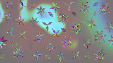 Renkli Yaz Temalı eskiz kalıbı. Modaya uygun kumaş deseni. Sevimli çiçek raster deseni. Düz Çiçek Elementleri Tasarımı.