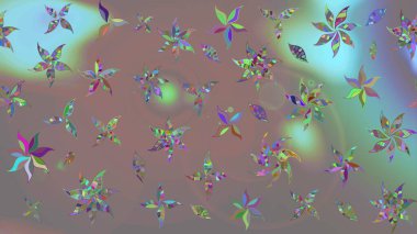 Retro tekstil tasarım koleksiyonu. 1950-1960 motifleri. Gri üzerine gri. El çizimi çiçek unsurları olan soyut çizim raster deseni. Çiçekli ipek eşarp..