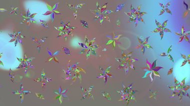 Raster illüstrasyonundaki çiçek desenli çizim. Suluboya tarzında gri renkte çiçekler.