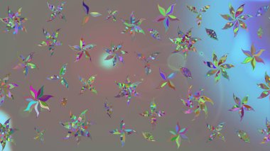 Düz Çiçek Elementleri Tasarımı. Chichi 'nin kumaş kalıbını çiz. Çiçek deseni. Raster illüstrasyonu. Renkli Bahar Teması çizim şablonu.