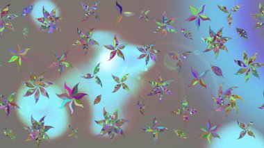 Düz Çiçek Elementleri Tasarımı. Renkli Bahar Teması eskiz kalıbı. Sevimli çiçek raster deseni. Gri renkli çiçekler.