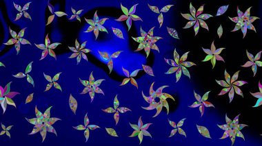 Çiçek kompozisyonu, el boyası, hassas şablon. Manzaralı çiçek deseni. Sevgililer günü ve tebrik kartı konsepti için şık bir davetiye. Üst görünüm, yumuşak mavi renk biçimi.