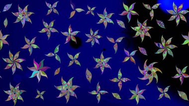 Suluboya tarzında mavi renkli çiçekler. Raster illüstrasyonunda çiçek deseni çizimi.