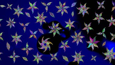 Raster illüstrasyonu. Küçük çiçekteki sevimli çiçek deseni. Raster deseni. Nazikçe, yaz çiçekleri mavi renklerde.