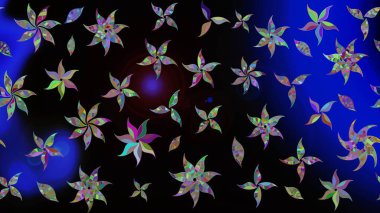 Siyah renklere karalamalar çizilmiş çiçek deseni. Raster illüstrasyonu.