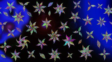 Raster düz çiçek çizim deseni. Siyah renkli çiçekler. Tasarım hediye paketi, tebrik kartları, posterler ve afiş tasarımı.