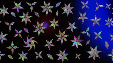 Siyah renkli çiçekler. Sevimli çiçek raster deseni. Sketch Colour Spring Theme eskiz kalıbı. Düz Çiçek Elementleri Tasarımı.