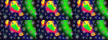 Gri renkli Asya tekstili. Raster illüstrasyonu. Suluboya çiçekli çiçek deseni.