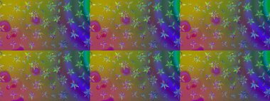 Raster illüstrasyonundaki çiçek desenli çizim. Renkli Bahar Teması eskiz kalıbı. Süslü kumaş deseni. Düz Çiçek Elementleri Tasarımı.