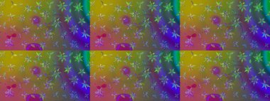 Asya tekstil tarzında. Çiçek desenli çizim. Düz Çiçek Elementleri Tasarımı. Renkli Bahar Teması eskiz kalıbı. Yeşil renkli çiçekler. Raster illüstrasyonu.