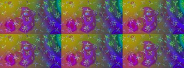 Renkli Yaz Temalı eskiz kalıbı. Raster Illustrasyon 'daki Çiçek Deseni' nin son moda çizimi. Yeşil renkli çiçekler. Düz Çiçek Elementleri Tasarımı.